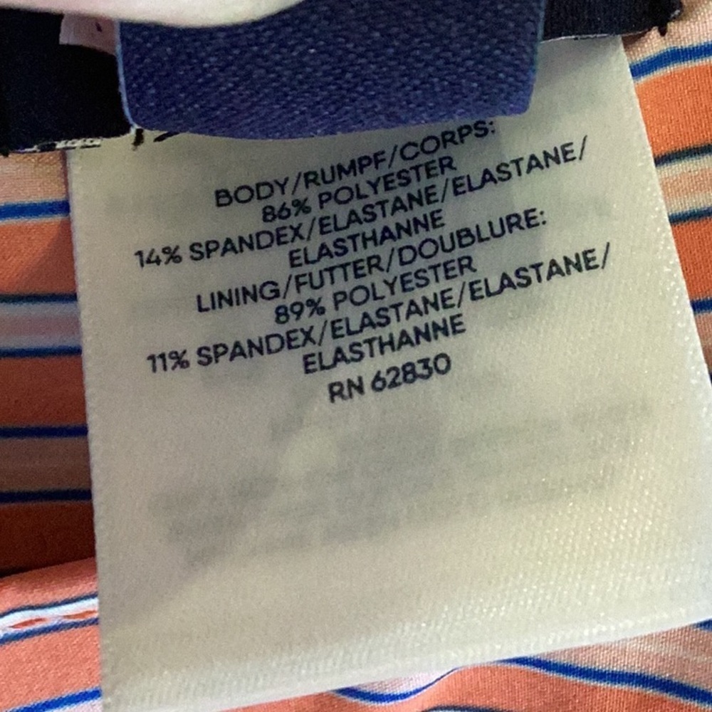 Lands’End Lined sunset 7” Swim trunks Color- Orange Stripe ❗️NWT❗️ - Picture 6 of 15